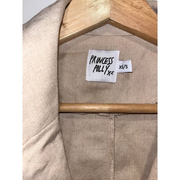 Princess Polly Womens XS/S Blazer Beige Linen Blend - Picture 3 of 8